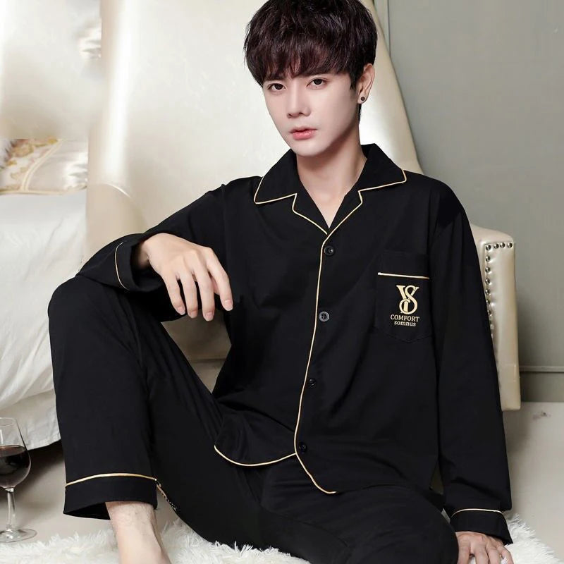 Men's Plaid Button Front Long Sleeve Shirt and Pants Pajama Set