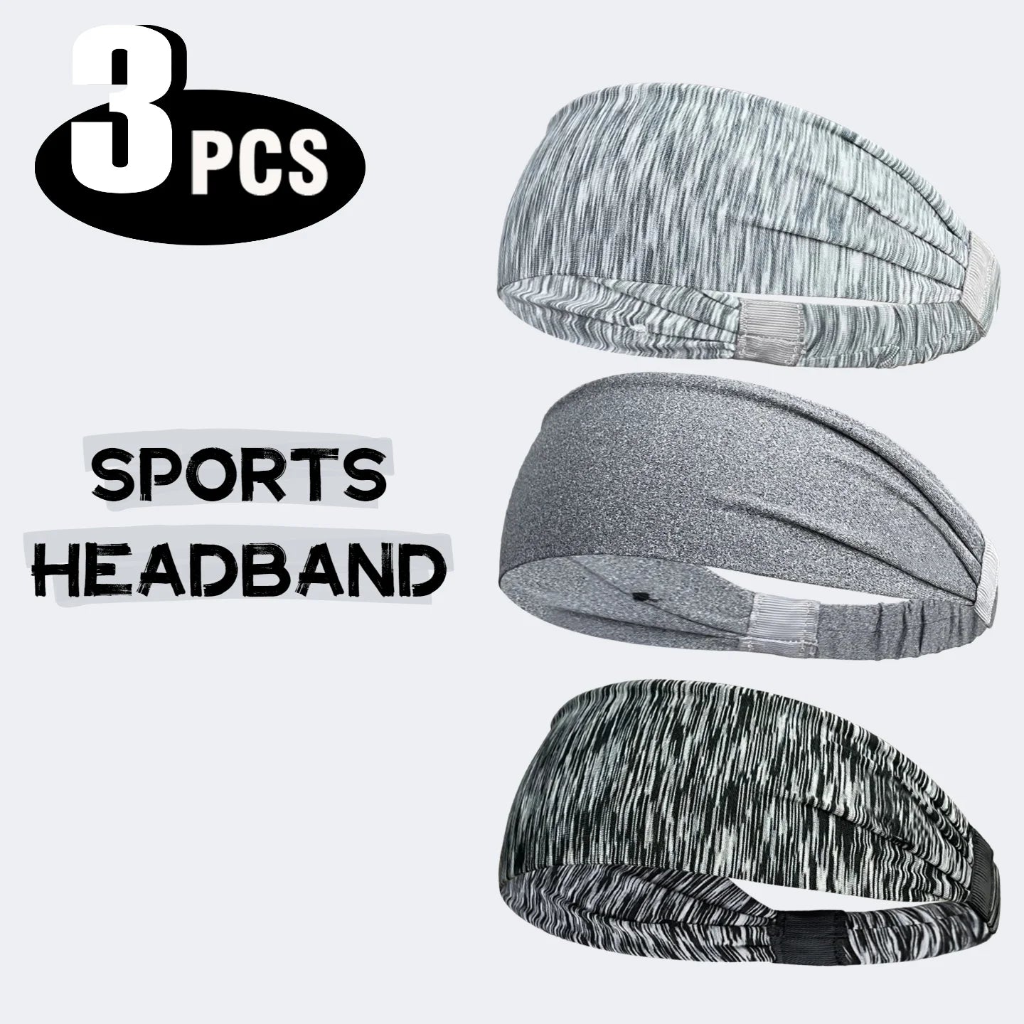 Elastic Sports Headband with Wide Fabric Band for Hair Control
