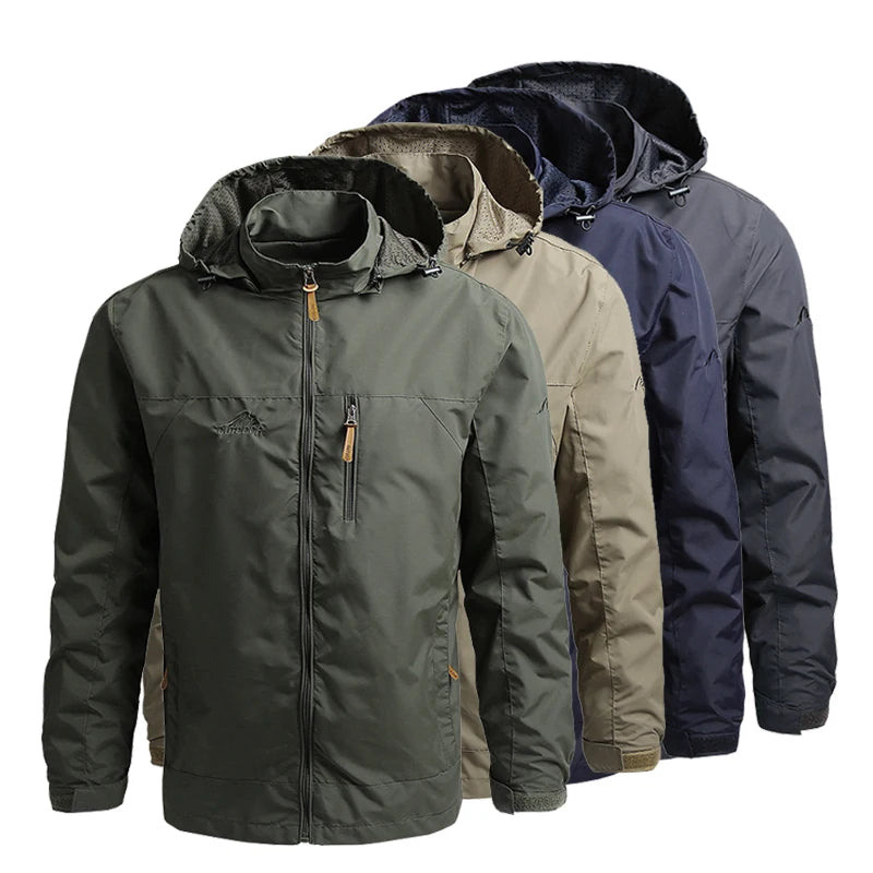 Men's Hooded Outdoor Zip-Front Windbreaker