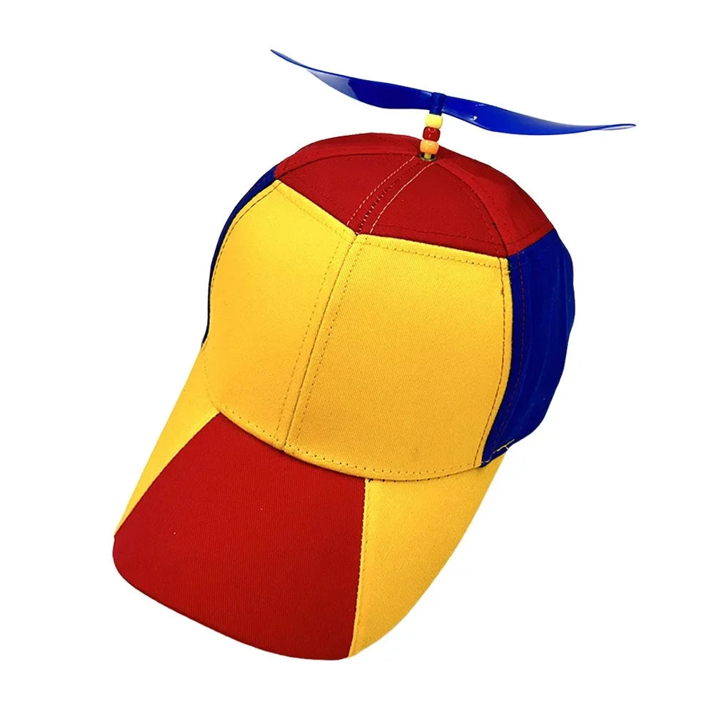 Color Block Baseball Cap with Decorative Top Propeller