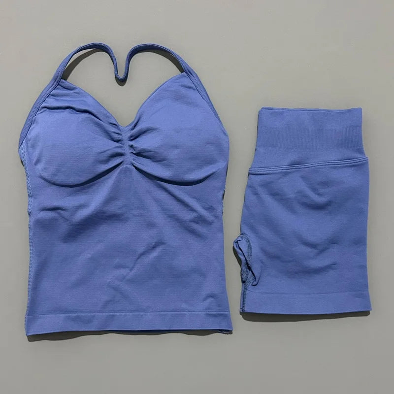 Women's Halter Tank And Shorts Yoga Set For Workout Outfits