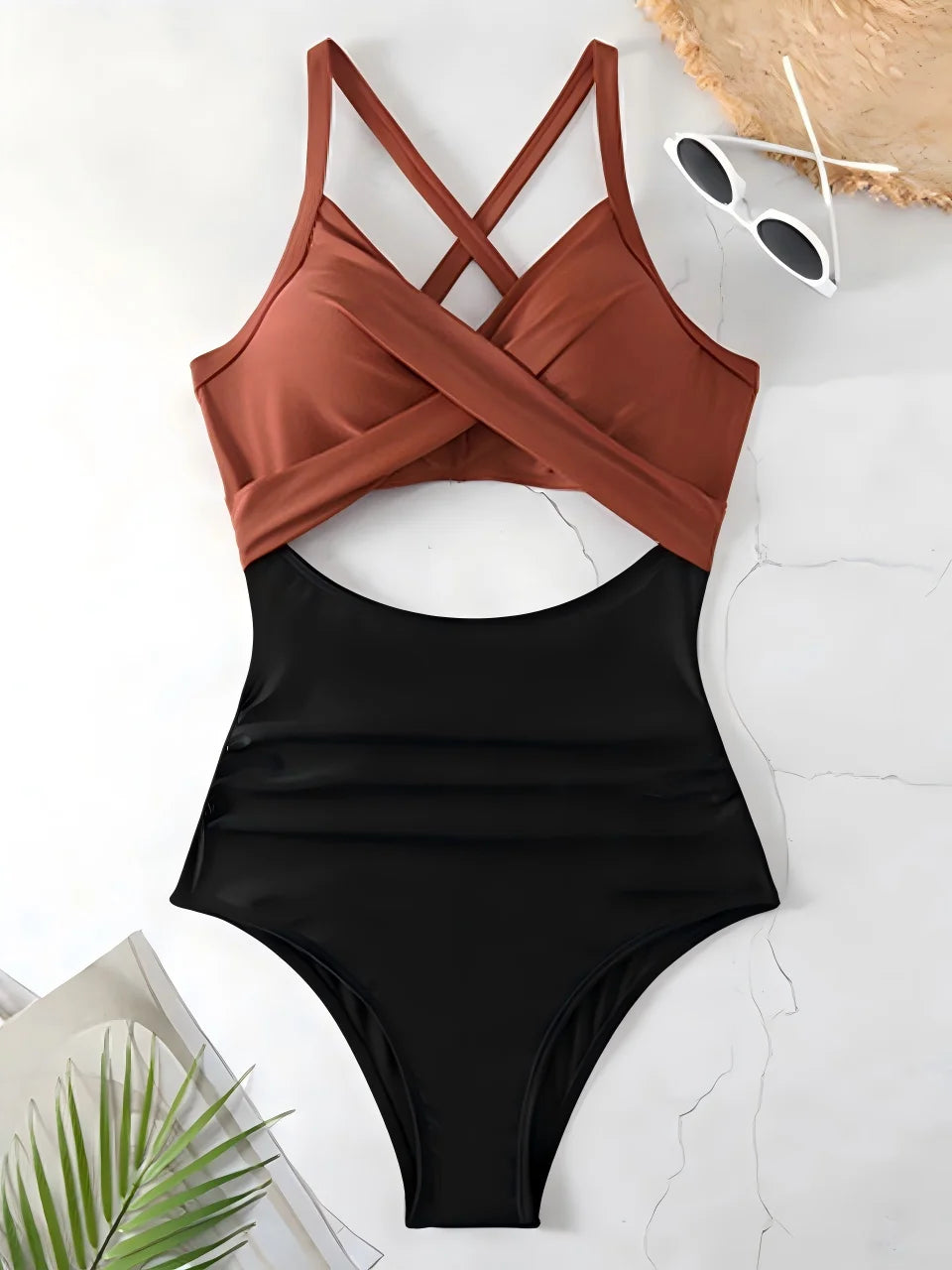 Ruched Solid One-Piece Swimsuit