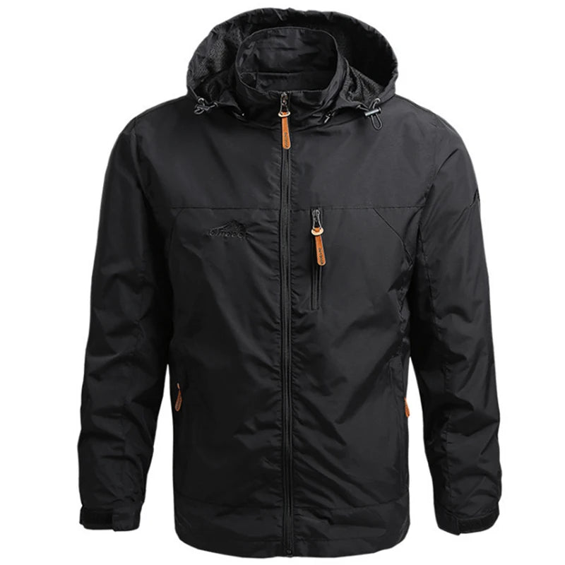 Hooded Long Sleeve Full Zip Outdoor Hiking Jacket with Pockets