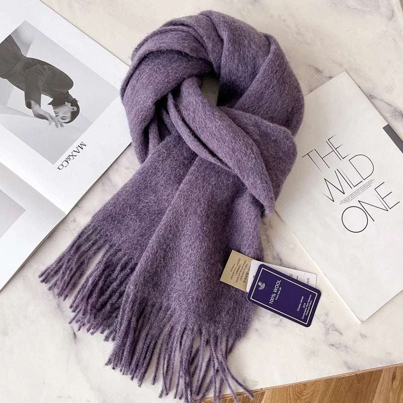 Solid Long Fringed Scarf for Neck and Wrap Styling