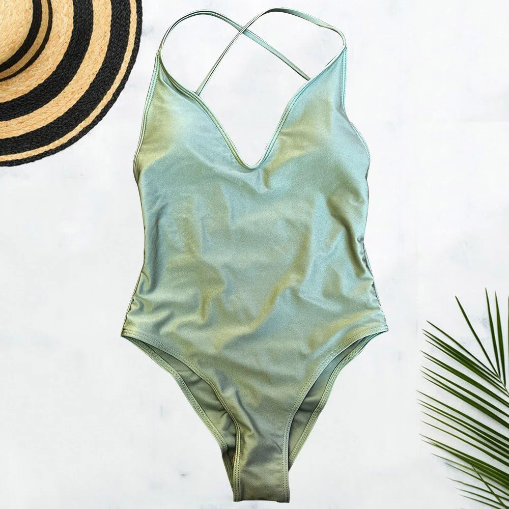 Plus Size Solid One-Piece Swimsuit