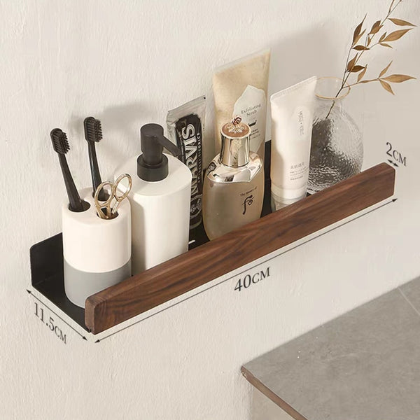 Bathroom Rack Wall-mounted Shower Room Toilet  Nordic style Shelf Cosmetic Storage kitchen Multi-purpose Shelf Solid Wood
