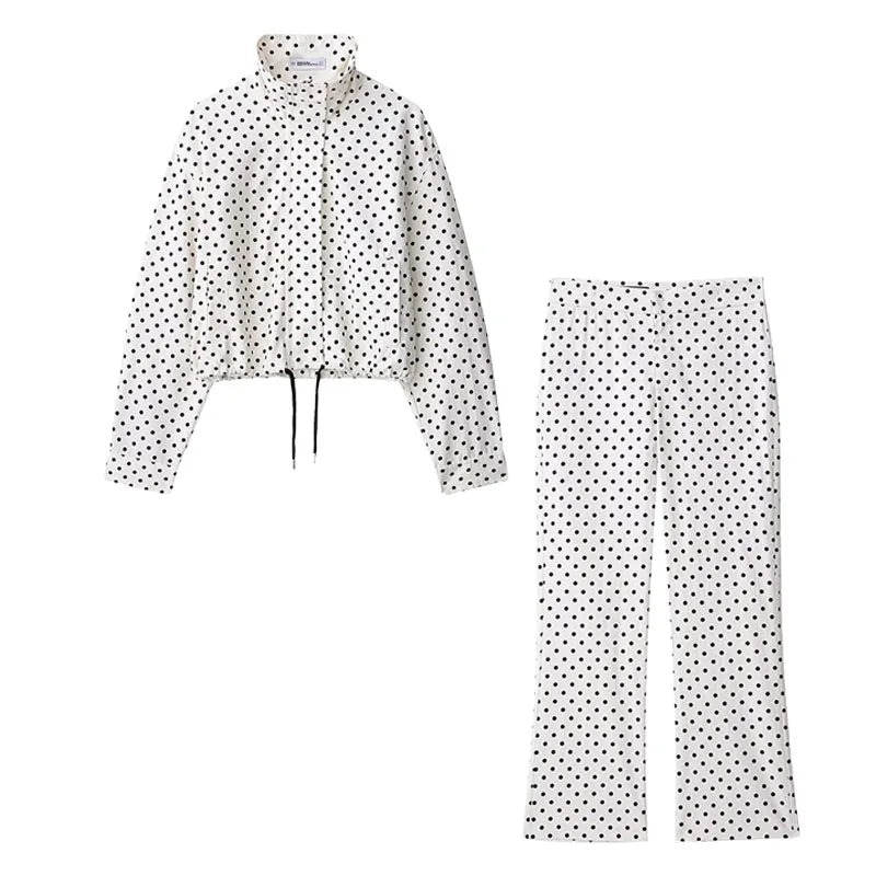 Women's Polka-Dot High-Neck Zip-Front Jacket