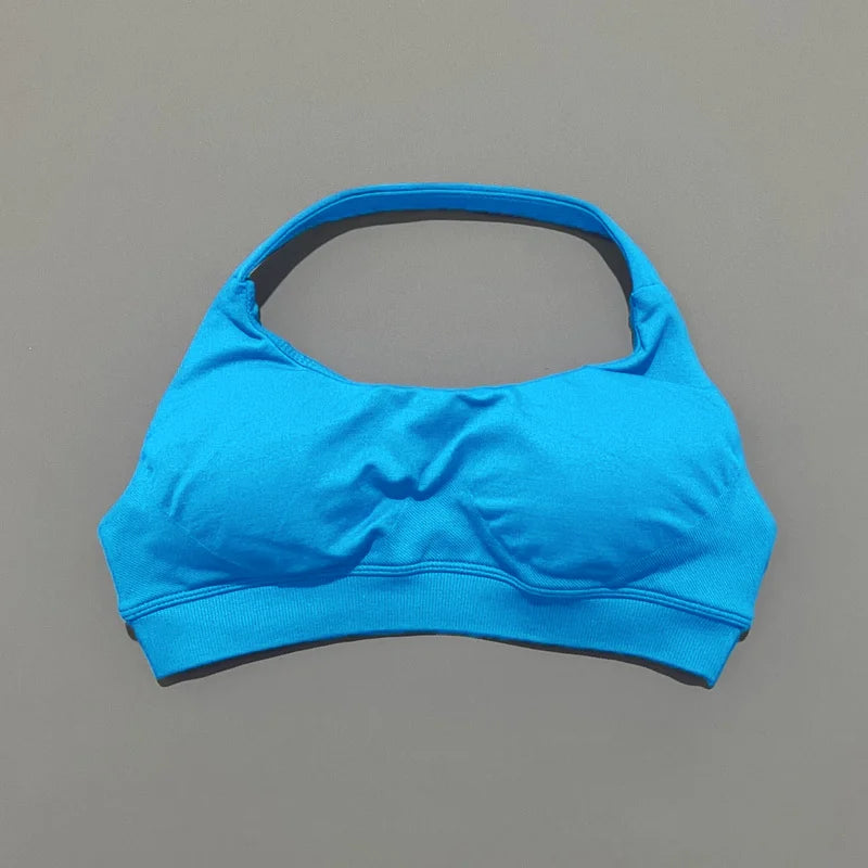 Women's Ruched Halter Neck Sports Bra