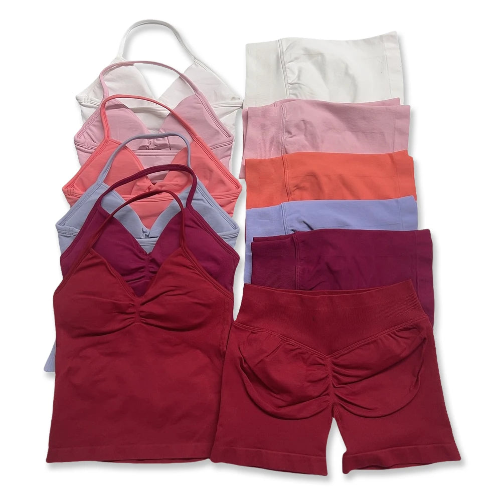 Women's Halter Tank And Shorts Yoga Set For Workout Outfits