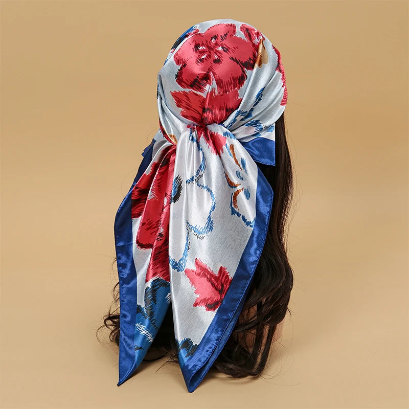 Printed Square Scarf with Ornate Paisley Pattern Options