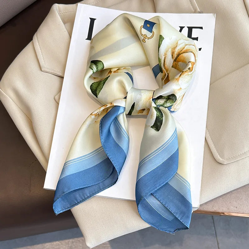 Ornate Print Square Scarf with Decorative Border Patterns