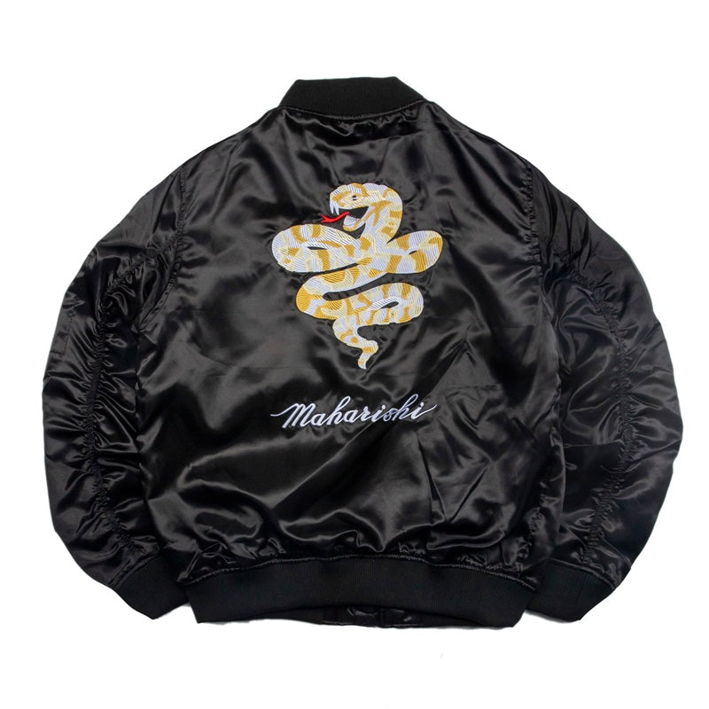 Zip Up Snack Back Embroidered Casual Loose Style Crew Neck Satin Bomber Jacket for Men Women