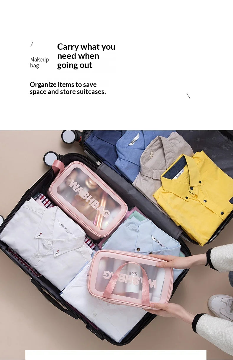Translucent Toiletry Pouch with Zipper and Original Size Options