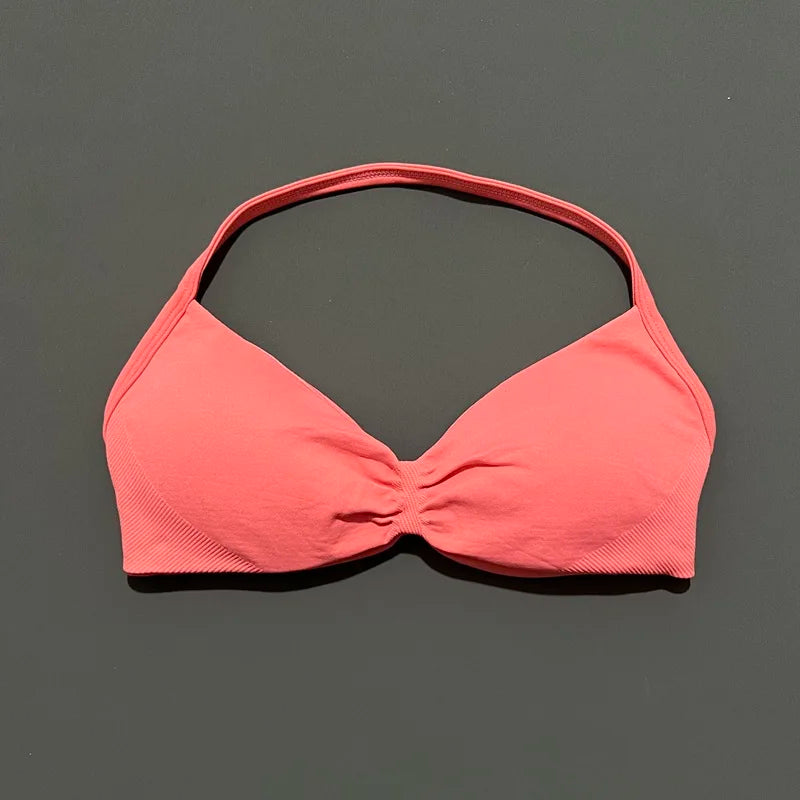 Women's Ruched Halter Neck Sports Bra