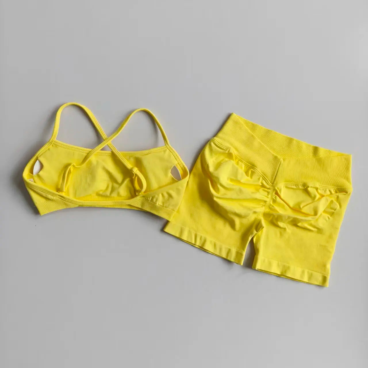 Women's Cross Strap Bra And Shorts Yoga Set
