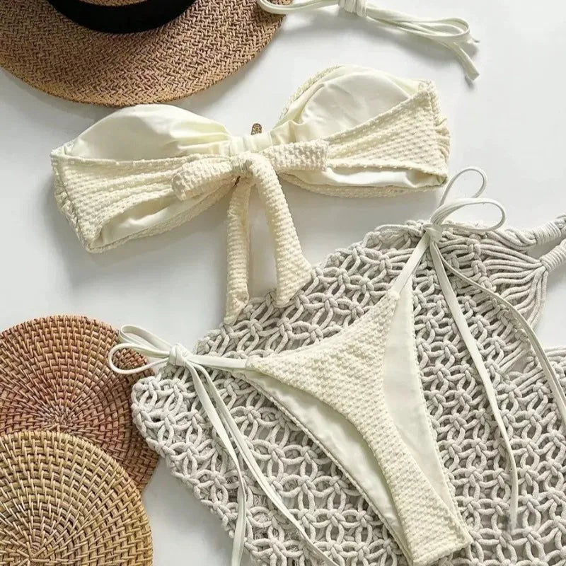 Solid Lace-Up Bikini
