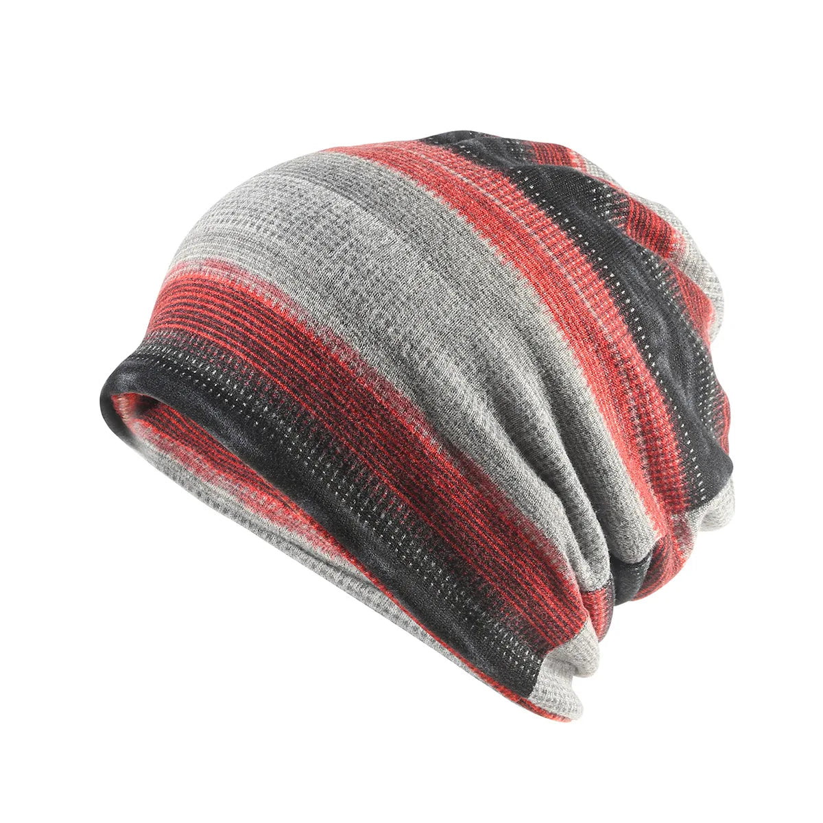 Printed Slouchy Beanie with Neck Gaiter Styling Options