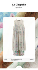 Sleeveless Dress Retro Color Lace