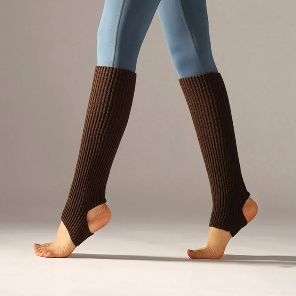 Ribbed Dance Leg Warmers with Open Heel Stirrup Shape