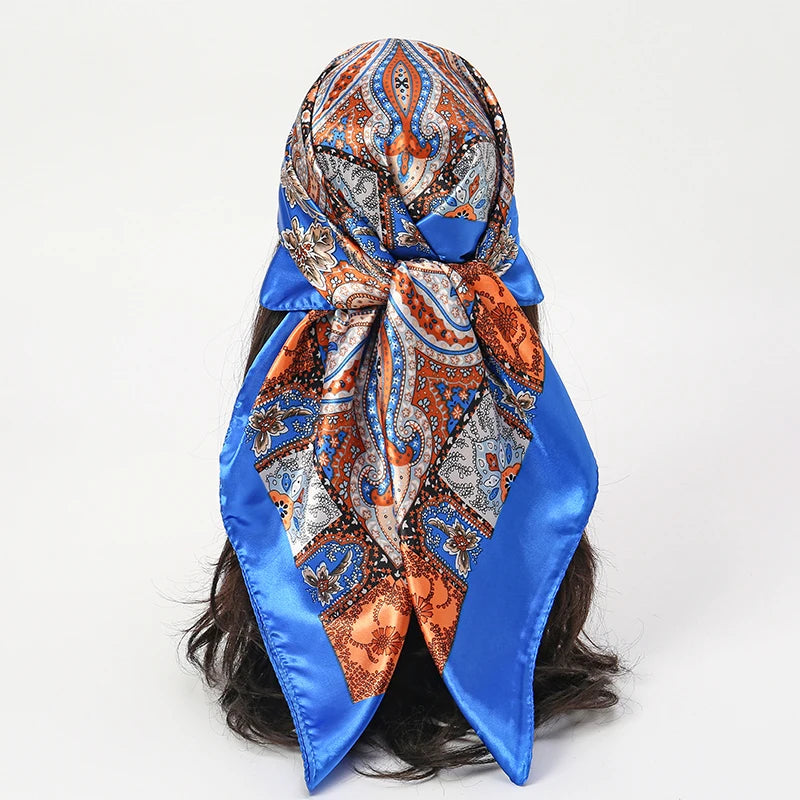 Printed Square Scarf with Ornate Paisley Pattern Options