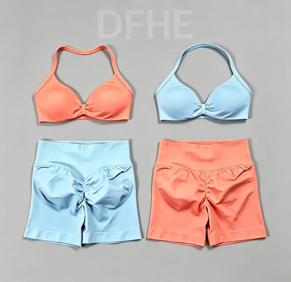 Women's Twist Halter Bra And Shorts Yoga Set