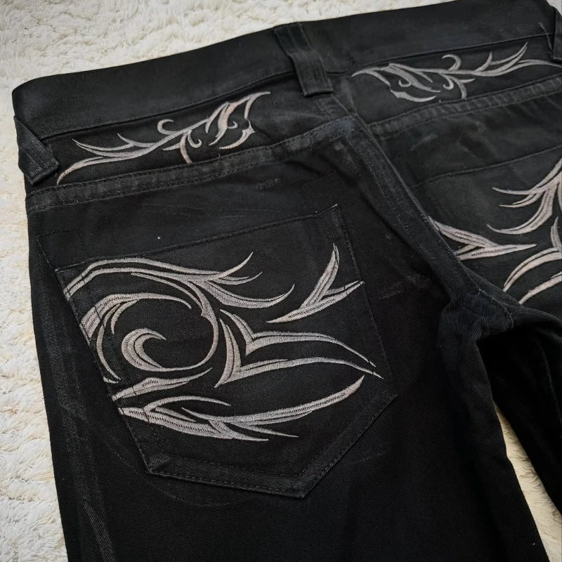 Men's Embroidered Flared Denim Jeans for Casual Everyday Wear