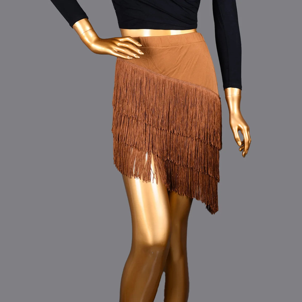 Women's Layered Fringe Latin Dance Skirt for Ballroom Practice Outfits