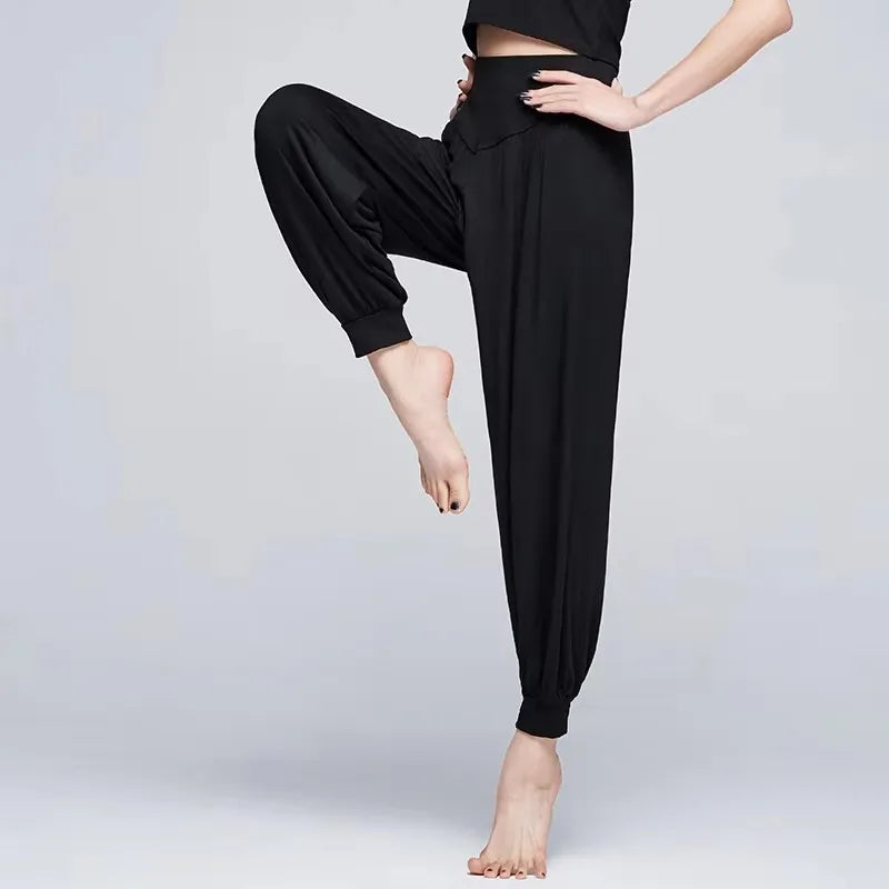Women's Wide Leg Dance Pants with Flowing Palazzo Shape for Movement Practice