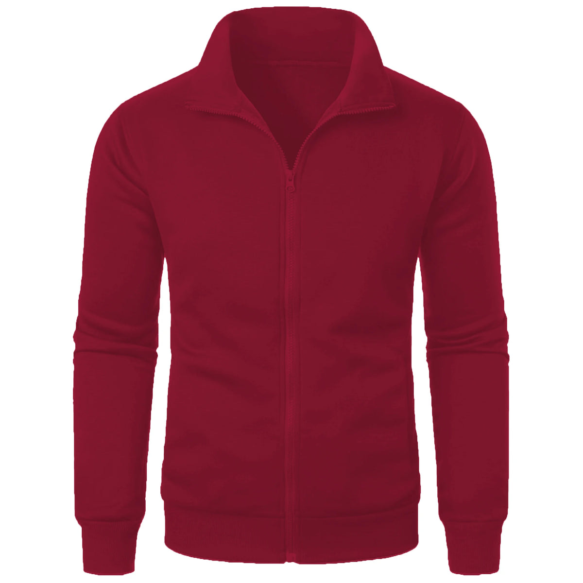 Men's Solid Stand-Collar Zip-Front Jacket
