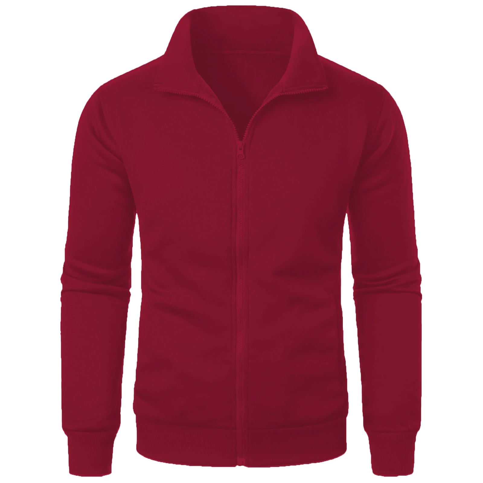Men's Solid Stand-Collar Zip-Front Jacket