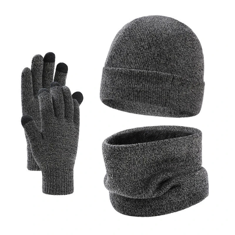 Knitted Beanie Hat Scarf and Gloves Set for Adult Winter Wear