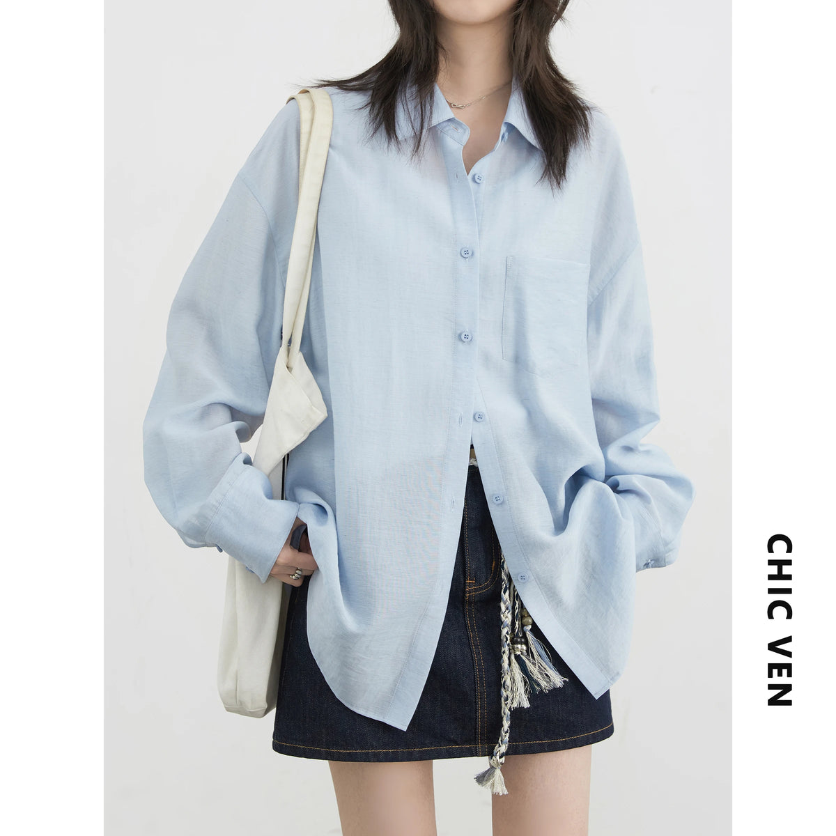 Women's Loose Shirt with Flower Cutout Tie Back