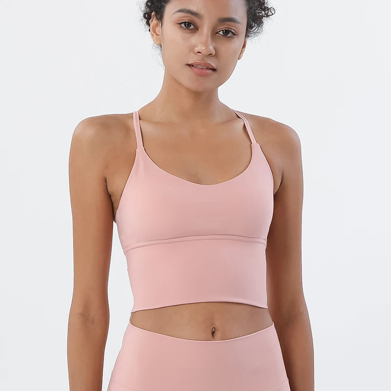Women's V Neck Cross Back Longline Tank Top