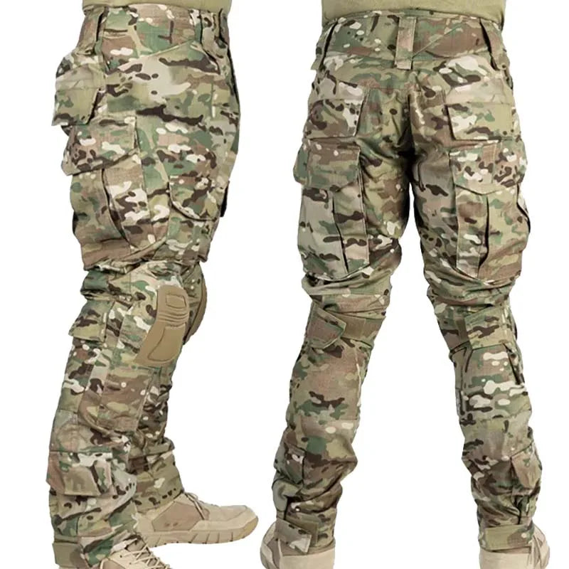 Men's Camouflage Cargo Pants with Knee Pads