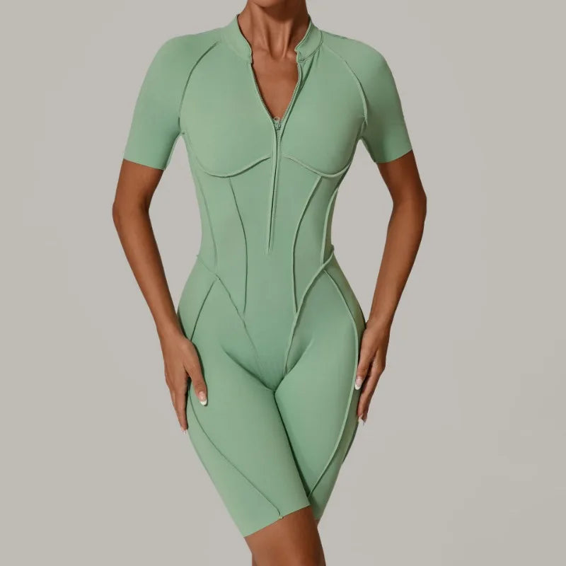 Women's Contoured Workout One Piece with Back Cutout and Multiple Sleeve Styles