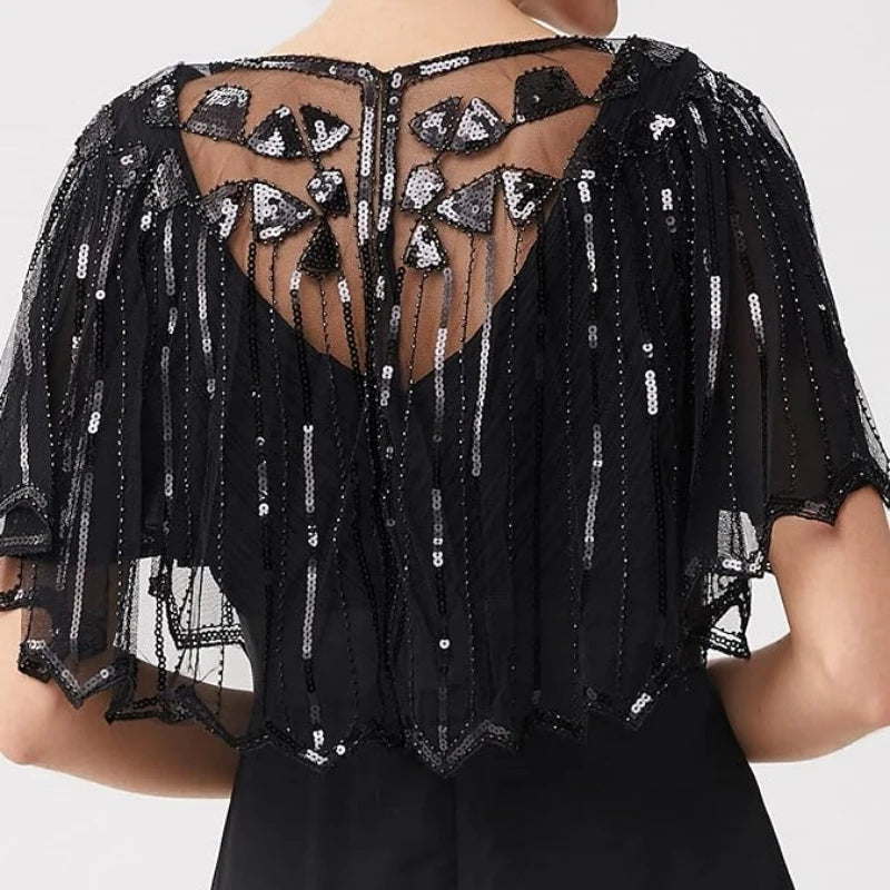 Beaded Sequin Capelet for Layering over Dresses and Tops