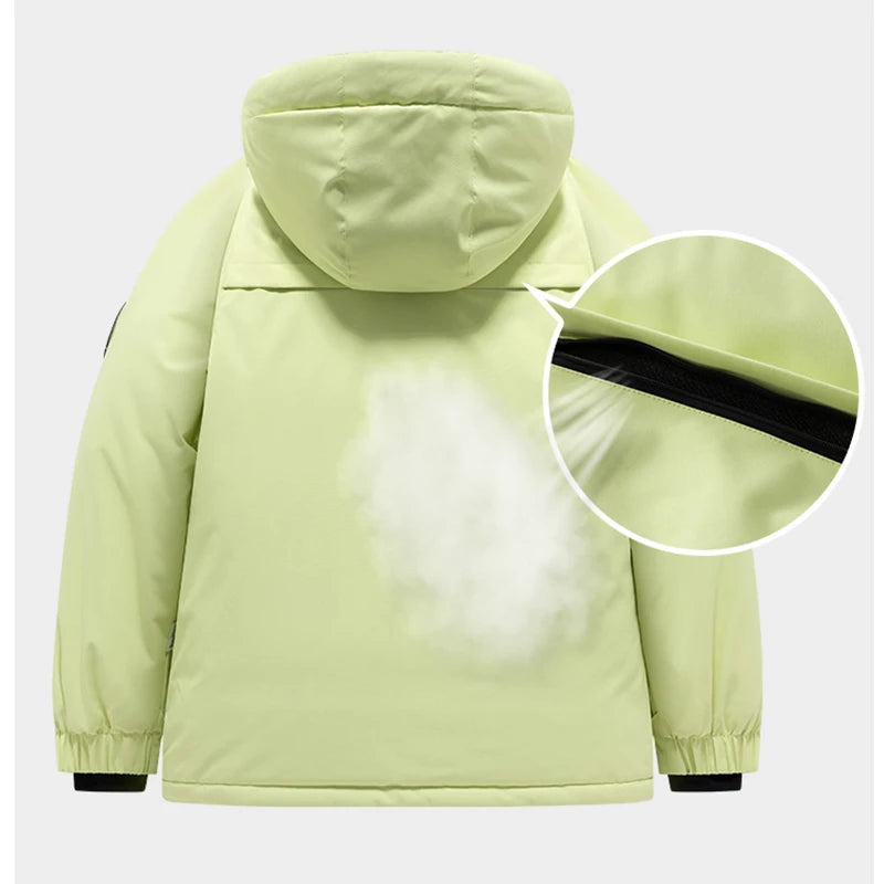 Children's Hooded Ski Jacket and Pants Clothing Set with Style Options