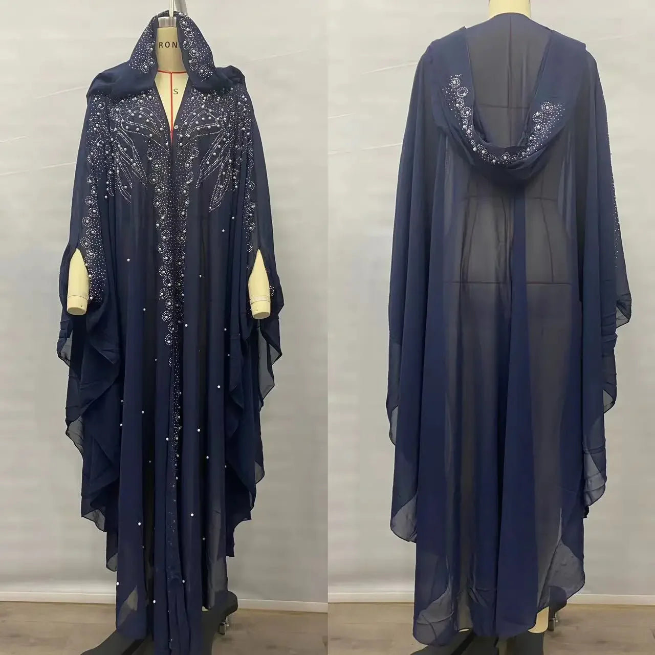Embellished Sheer Hooded Cape for Layering over Outfits