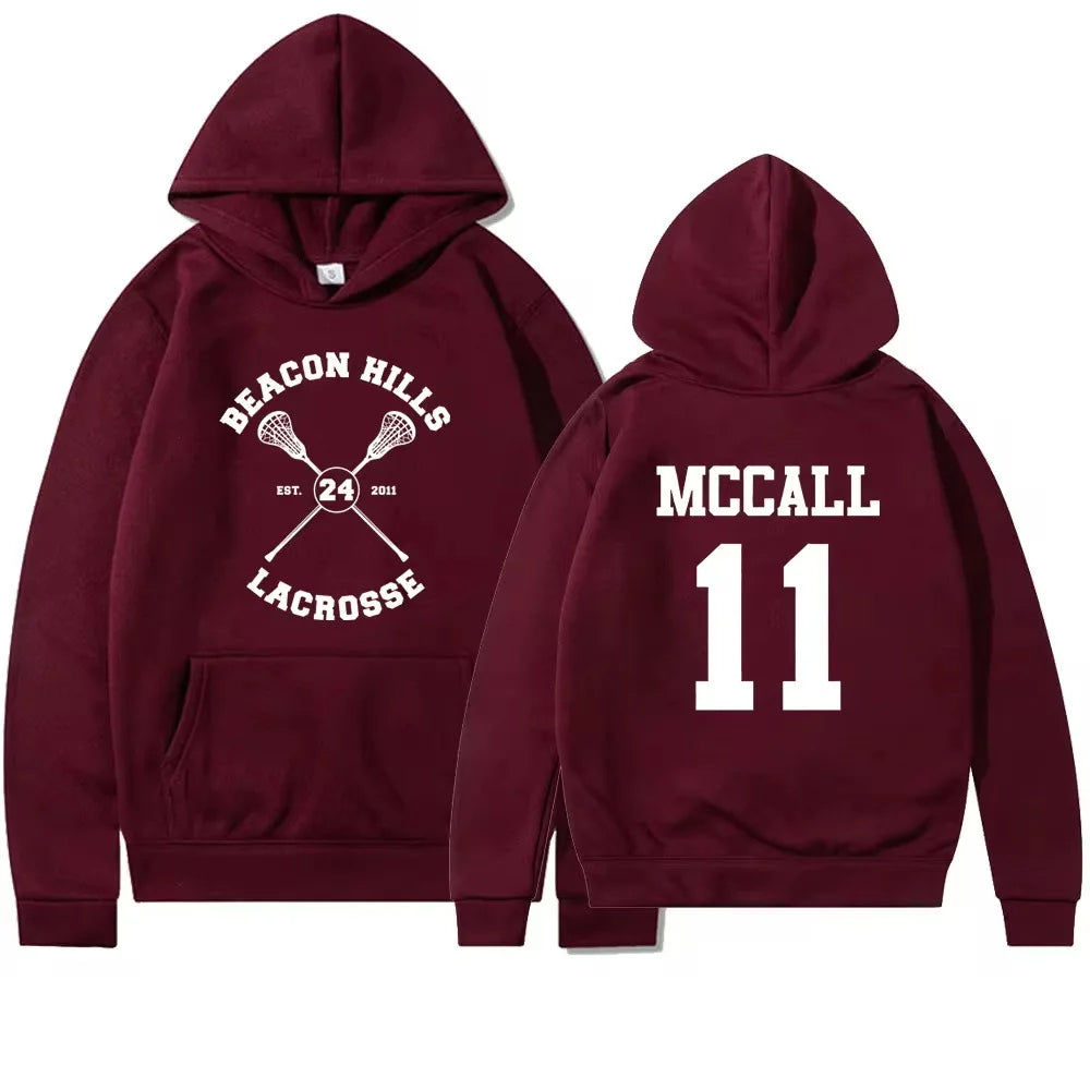 Beacon Hills Number-Print Long-Sleeve Pullover Hoodie