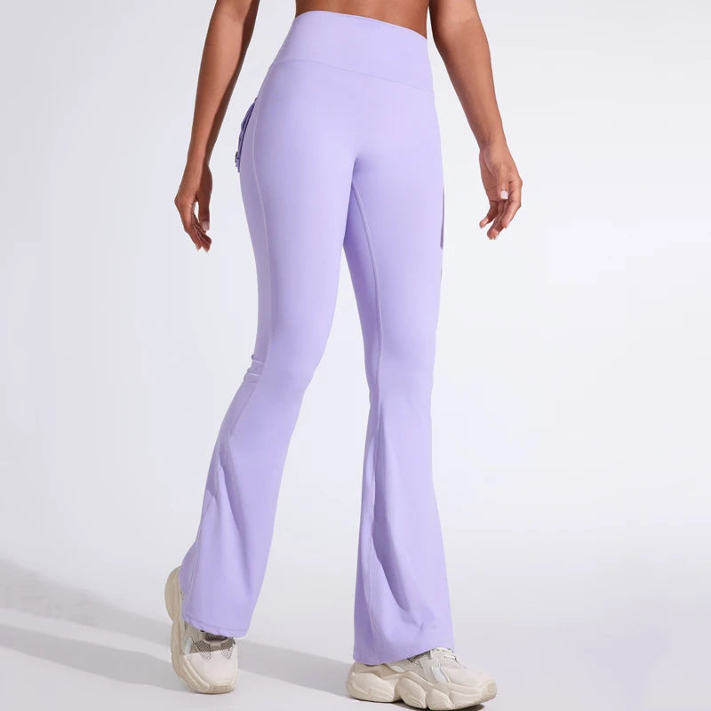 Women's Back Pocket Flared Leggings For Workout Outfits