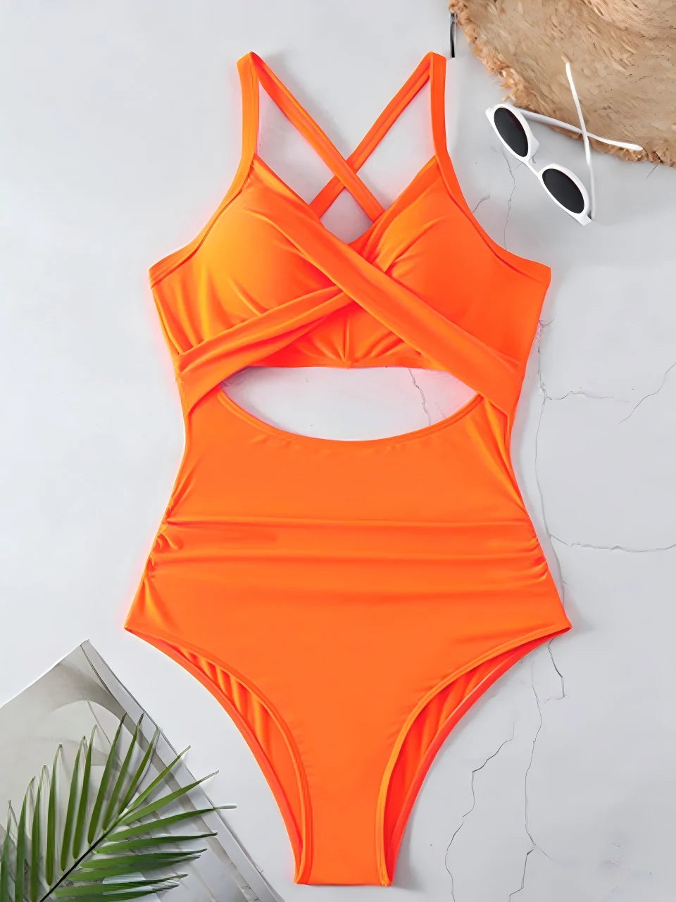 Ruched Solid One-Piece Swimsuit