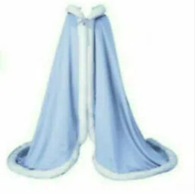 Long Hooded Plush Trim Cape for Layering over Outfits