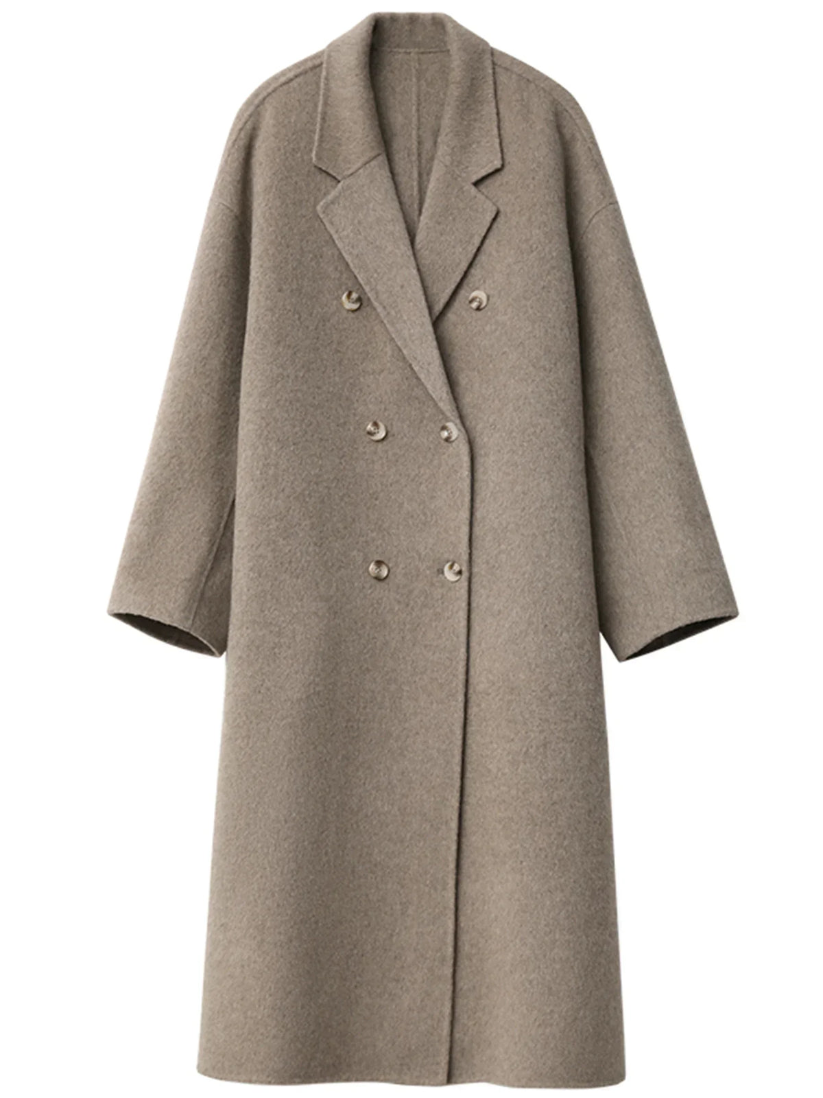 Women's Long Double Breasted Lapel Coat for Layered Outfits