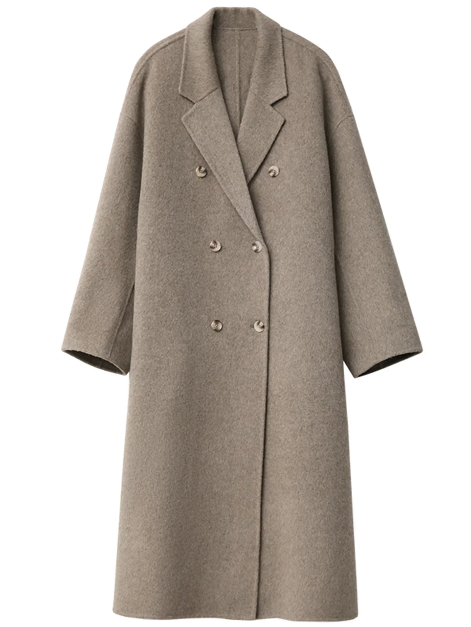 Women's Long Double Breasted Lapel Coat for Layered Outfits