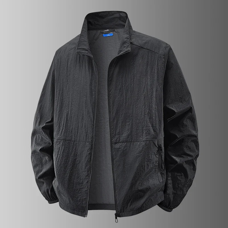 Collared Long Sleeve Full Zip Outdoor Hiking Jacket with Pockets