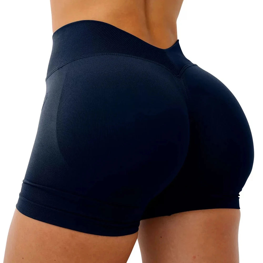 Women's V Waist Scrunch Back Nylon Blend Shorts for Gym Workouts