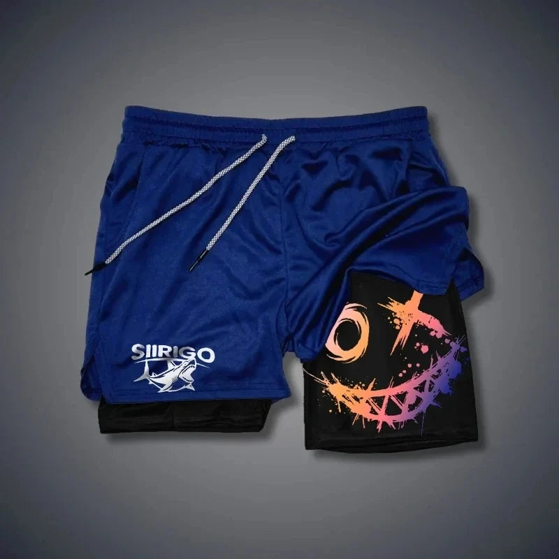 Men's Smiley Graphic Double Layer Shorts