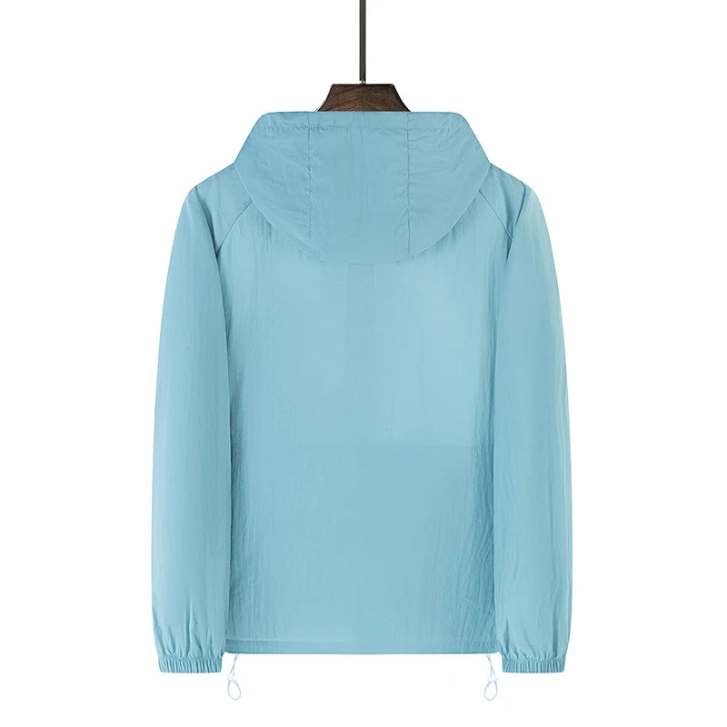 Hooded Long Sleeve Full Zip Outdoor Hiking Jacket with Pockets