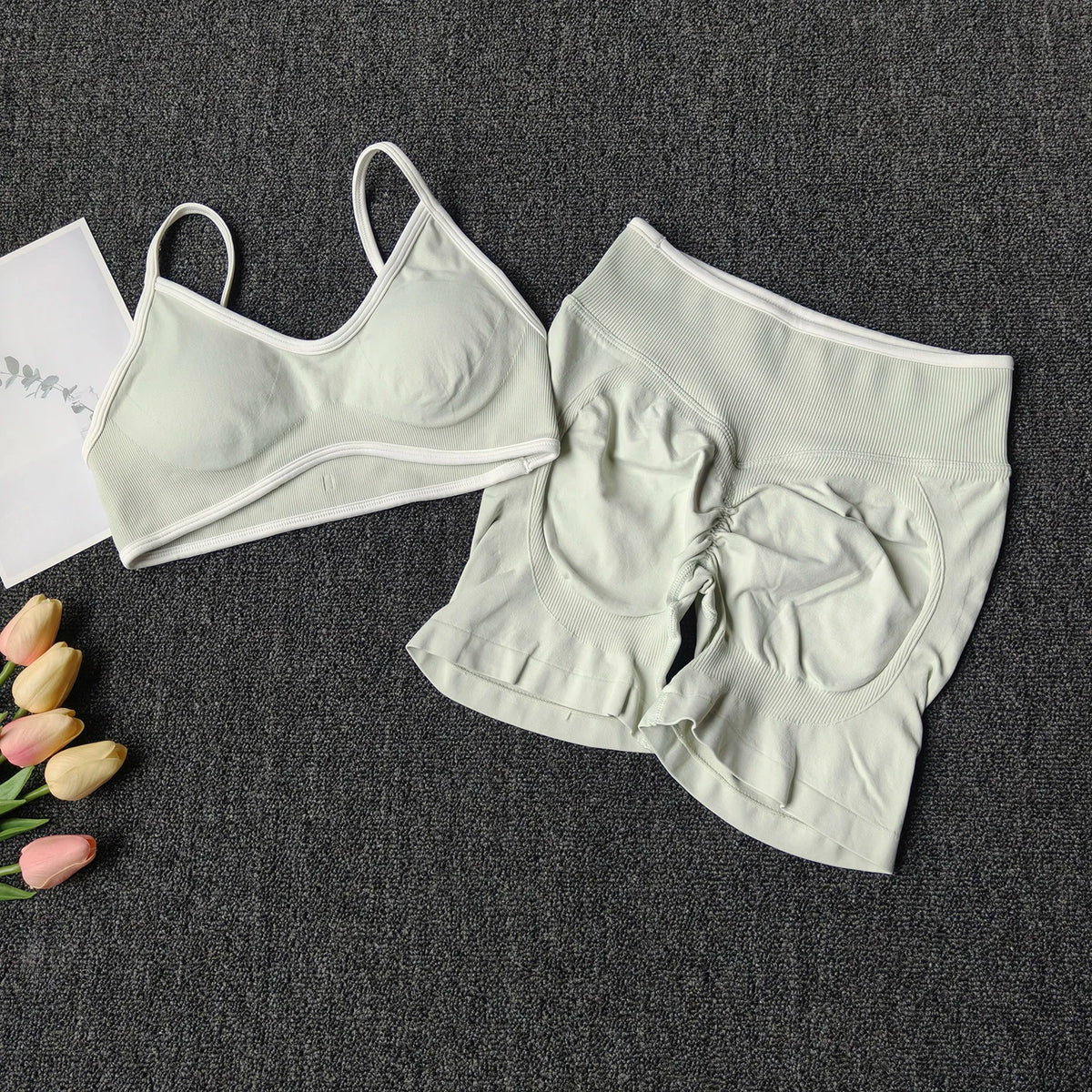 Women's Racerback Bra And Shorts Yoga Set For Workout Outfits