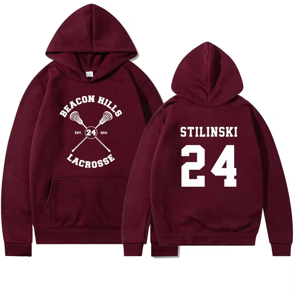 Beacon Hills Number-Print Long-Sleeve Pullover Hoodie